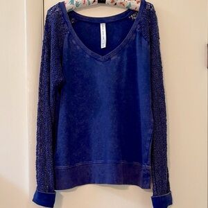 Lorna Jane Royal Blue Crochet Detail Top